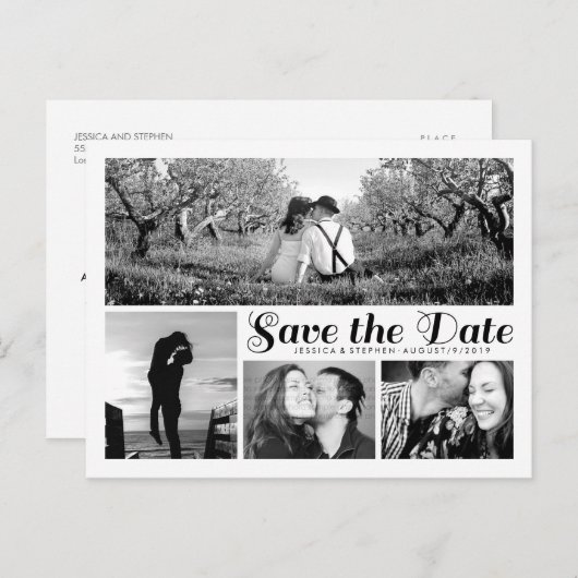 Moderne Wit sparen het Briefkaart van de Collage v (Voorkant / Achterkant)