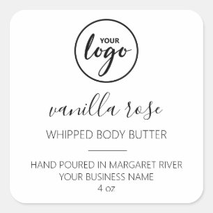 Moderne Wit-wittekende Logo voor body Butter Vierkante Sticker