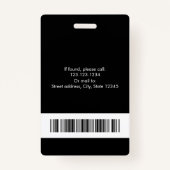 Moderne Wit & Zwart Gezondheidszorg Professionele  Badge (Achterkant)