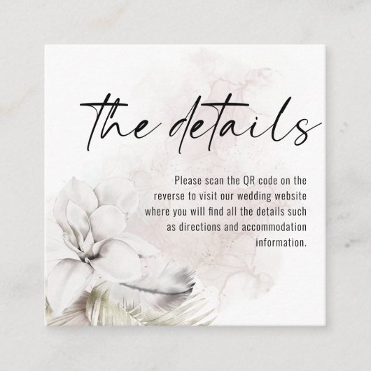 Moderne witflessen QR Code Weddenschap Details Informatiekaartje (Voorkant)