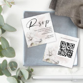 Moderne witflessen QR Code Weddenschap RSVP Informatiekaartje