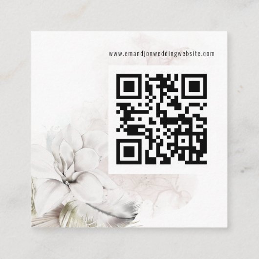 Moderne witflessen QR Code Weddenschap RSVP Informatiekaartje (Achterkant)