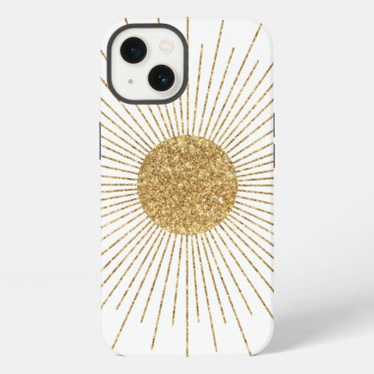 Moderne witgouden glanzende zon iPhone hoesje (Achterkant)