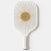 Moderne witgouden glanzende zon pickleball paddle (Achterkant)