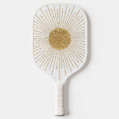 Moderne witgouden glanzende zon pickleball paddle (Voorkant)
