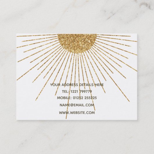 Moderne witgouden glanzende zon visitekaartje (Achterkant)