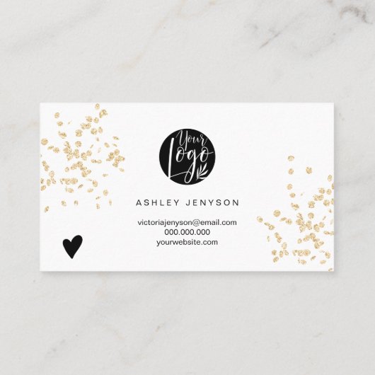 Moderne witgouden glitter logo orde dank u visitekaartje (Achterkant)