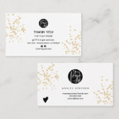 Moderne witgouden glitter logo orde dank u visitekaartje (Voorkant / Achterkant)