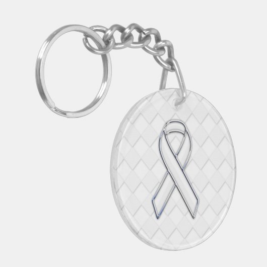 Moderne witlint-bewustwording op controleurs afdru sleutelhanger (Voorkant Links)