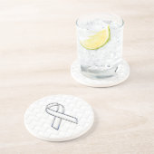 Moderne witlint-bewustwording op controleurs afdru zandsteen onderzetter (Zijkant)