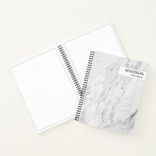 Moderne witmarmer-minimalistische zakboekje notitieboek (Binnen)