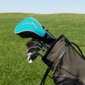 Moderne Witte 3D Aangepaste Naam | Turquoise blauw Golfheadcover (Insitu)