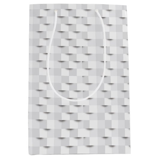 Moderne Witte 3D Geometrisch Kubuspatroon Medium Cadeauzakje (Voorkant)