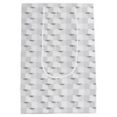Moderne Witte 3D Geometrisch Kubuspatroon Medium Cadeauzakje (Achterkant)