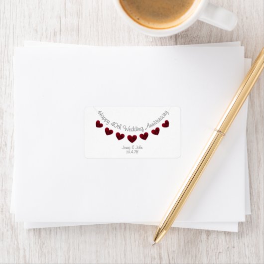 Moderne witte 40th Ruby Wedding Jubileum labels (Insitu)