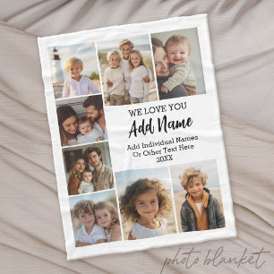 Moderne Witte 8 Foto Collage - We houden van jou Fleece Deken