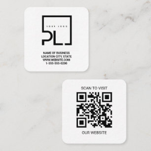 Moderne witte aangepaste logo en QR-code vierkante Visitekaartje