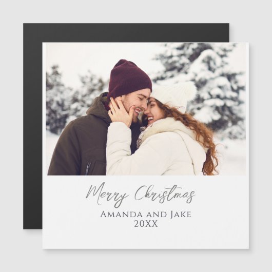 Moderne witte aangepaste vrolijke kerstfoto (Voorkant / Achterkant)