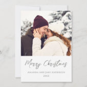 Moderne witte aangepaste vrolijke kerstfoto feestdagenkaart (Voorkant)