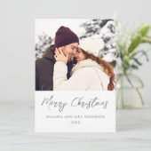 Moderne witte aangepaste vrolijke kerstfoto feestdagenkaart (Staand voorkant)