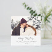 Moderne witte aangepaste vrolijke kerstfoto feestdagenkaart (Staand voorkant)