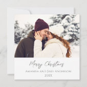 Moderne witte aangepaste vrolijke kerstfoto feestdagenkaart (Voorkant)