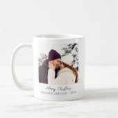 Moderne witte aangepaste vrolijke kerstfoto koffiemok (Links)
