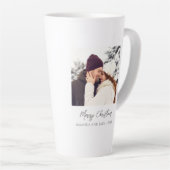 Moderne witte aangepaste vrolijke kerstfoto latte mok (Rechterhoek)
