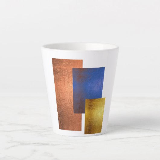 Moderne Witte Abstracte Geometrische Lattebeker Latte Mok (Voorkant)
