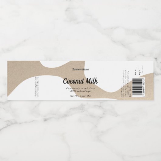 Moderne, witte Abstracte zeep-label ontwerp Waterfles Etiket (Enkel label)