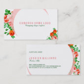 Moderne witte achtergrond en roze rozen visitekaartje (Voorkant / Achterkant)