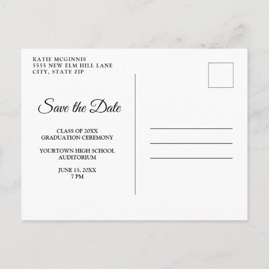 Moderne witte Afstuderen 3 Foto collage Uitnodiging Briefkaart (Achterkant)