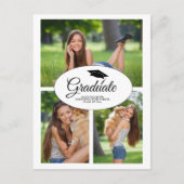Moderne witte Afstuderen 3 Foto collage Uitnodiging Briefkaart (Voorkant)
