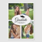 Moderne witte Afstuderen 3 Fotocollage klasse 2022 Magnetische Uitnodiging (Voorkant)