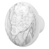 Moderne witte agaat zilveren abstracte marmer keramische knop (Rechts)