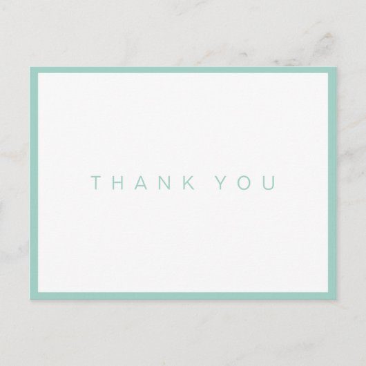 Moderne witte bedankkaart met Blauwgroen rand Briefkaart (Voorkant)