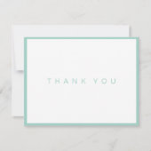 Moderne, witte, bedankt kaart met Blauwgroen rand (Voorkant)