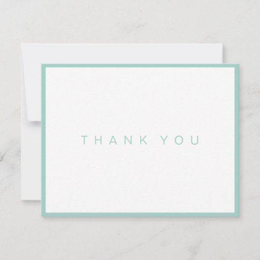 Moderne, witte, bedankt kaart met Blauwgroen rand (Voorkant)
