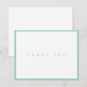 Moderne, witte, bedankt kaart met Blauwgroen rand (Voorkant / Achterkant)