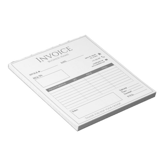 Moderne witte bedrijfsfactuur voor kleine bedrijve notitieblok (Schuin)