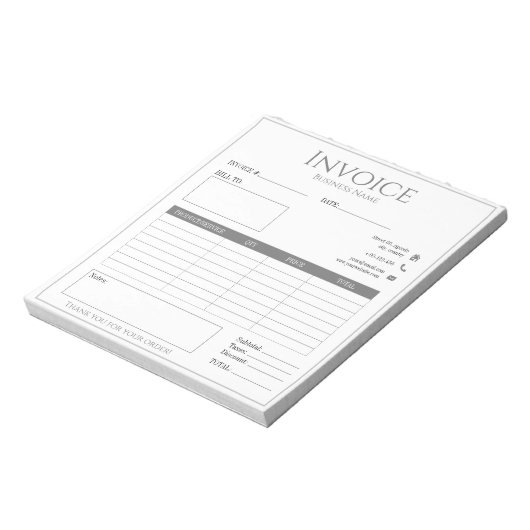 Moderne witte bedrijfsfactuur voor kleine bedrijve notitieblok (Linkerzijde)