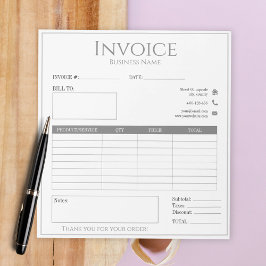 Moderne witte bedrijfsfactuur voor kleine bedrijve notitieblok