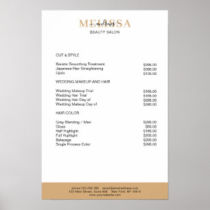 Moderne witte beige bruine prijslijst poster