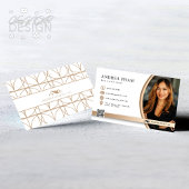 Moderne Witte & Beige Patroon makelaar Foto Visitekaartje