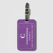 Moderne witte belettering op Paarse denim print Bagagelabel (Voorkant (verticaal))