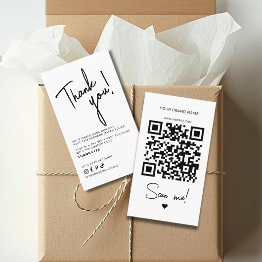 Moderne witte bestelling bedankt QR-code Visitekaartje