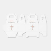 Moderne witte bevestiging florale kruis naam bedankdoosjes (Uitgevouwen)