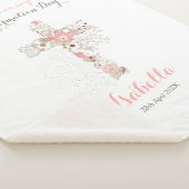 Moderne witte bevestiging florale kruis naam sherpa deken (3/4)