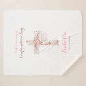 Moderne witte bevestiging florale kruis naam sherpa deken (Voorkant (horizontaal))