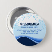 Moderne Witte Blauwe Professionele Schoonmaakdiens Ronde Button 7,6 Cm (Voorkant /achterkant)